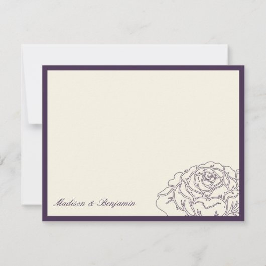 Carte de remerciements de jardin Rose - violet (Devant)