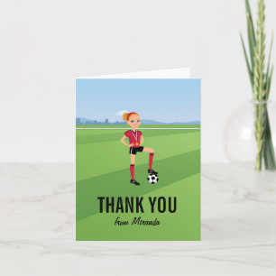 Carte de remerciements de jeu de football féminin