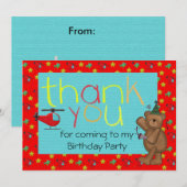 Carte de remerciements de la Anniversaire de enfan (Devant / Derrière)