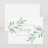 Carte de remerciements de la branche d'olive aquar (Devant / Derrière)