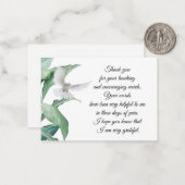Carte de remerciements de la colombe Feuille verte (Devant/Arrière en situation)