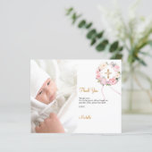 Carte de remerciements de la couronne florale rose (Debout devant)