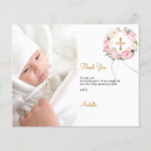 Carte de remerciements de la couronne florale rose (Devant)