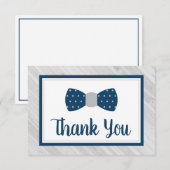 Carte de remerciements de la Cravate, Marine, Gris (Devant / Derrière)