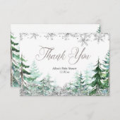 Carte de remerciements de la forêt d'hiver de Snow (Devant / Derrière)