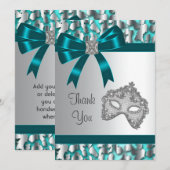 Carte de remerciements de la mascarade turquoise B (Devant / Derrière)