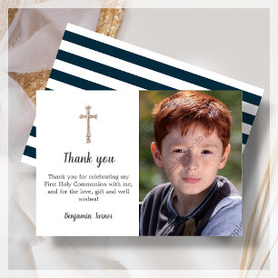 Carte de remerciements de la première communion bl