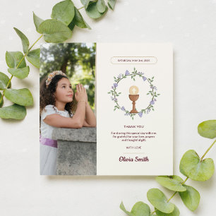Carte de remerciements de la première communion bo