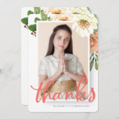 Carte de remerciements de la première communion fl (Devant / Derrière)