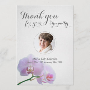 Carte de remerciements de la sympathie des orchidé