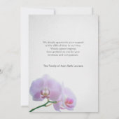 Carte de remerciements de la sympathie des orchidé (Dos)