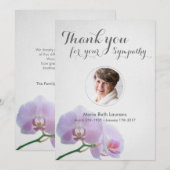 Carte de remerciements de la sympathie des orchidé (Devant / Derrière)