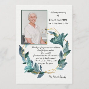 Carte de remerciements de la sympathie du souvenir