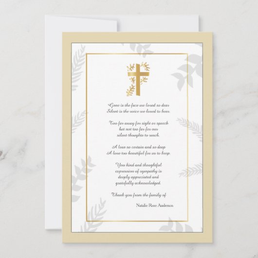 Carte de remerciements de la sympathie religieuse (Devant)