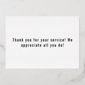 Carte de remerciements de l'anniversaire de la ret (Verso)