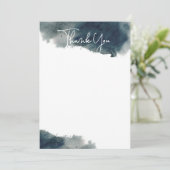 Carte de remerciements de lavage d'encre Indigo (Debout devant)