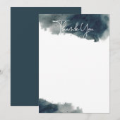 Carte de remerciements de lavage d'encre Indigo (Devant / Derrière)