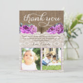 Carte de remerciements de lavande avec les photos (Debout devant)