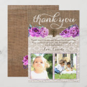 Carte de remerciements de lavande avec les photos (Devant / Derrière)