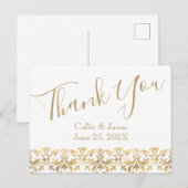 Carte de remerciements de lettres or fantaisie (Devant / Derrière)