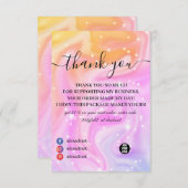 Carte de remerciements de licorne rose moderne (Devant / Derrière)