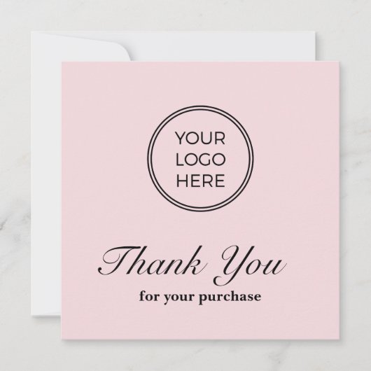 Carte de remerciements de logo rose affaires (Devant)