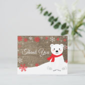 Carte de remerciements de l'ours polaire d'hiver (Debout devant)
