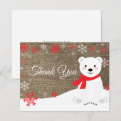 Carte de remerciements de l'ours polaire d'hiver (Devant / Derrière)