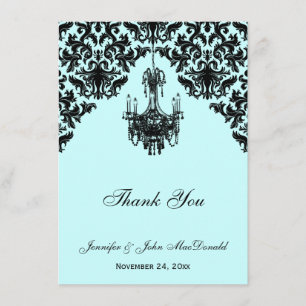Carte de remerciements de lustre en Damas bleu noi