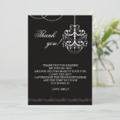 Carte de remerciements de lustre noir blanc (Debout devant)