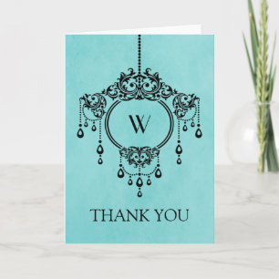 Carte de remerciements de lustre Vintage Aqua
