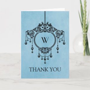 Carte de remerciements de lustre Vintage bleu