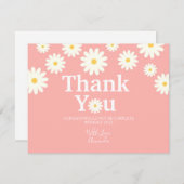 Carte de remerciements de marguerite rose (Devant / Derrière)