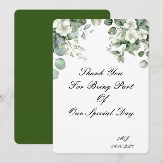 CARTE DE REMERCIEMENTS DE MARIAGE (Devant / Derrière)
