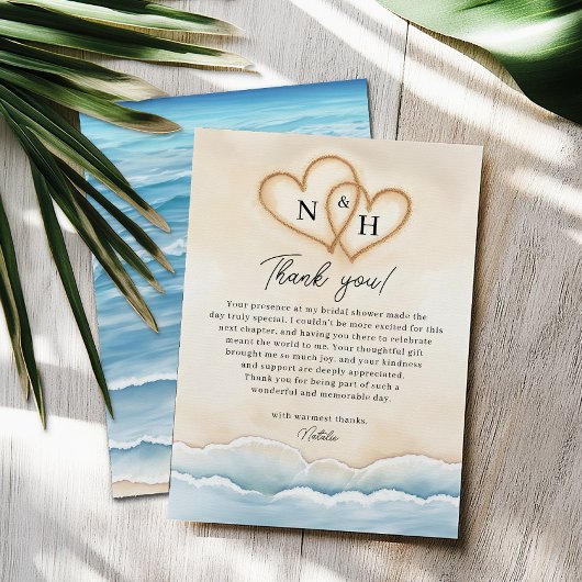 Carte de remerciements de mariage avec Ocean Waves