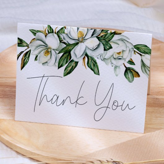Carte de remerciements de Mariage blanc Magnolia
