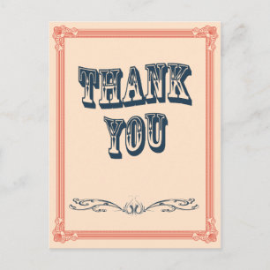 Carte de remerciements de mariage campagnard vinta