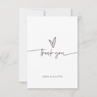 Carte de remerciements de mariage carte cadeau pla