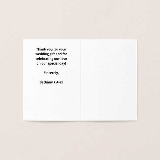Carte de remerciements de mariage classique et élé (Intérieur)