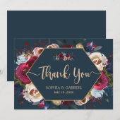 Carte de remerciements de Mariage de cadre de la m (Devant / Derrière)