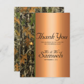 Carte de remerciements de mariage de Camo de (Devant / Derrière)