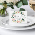 Carte de remerciements de Mariage de couronne flor<br><div class="desc">Elégante Carte de remerciements de mariage avec une couronne de fleurs d'aquarelle en rose vif et blanc avec feuillage vert. Pour une personnalisation plus avancée de cette conception,  veuillez cliquer sur le bouton "Personnaliser". Des articles correspondants sont également disponibles.</div>