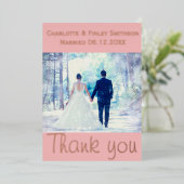 Carte de remerciements de mariage de feuille perso (Debout devant)