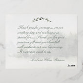 Carte de remerciements de Mariage de forêt de Chup (Verso)