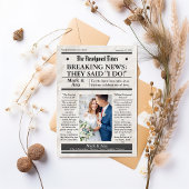 Carte de remerciements de Mariage de journal uniqu