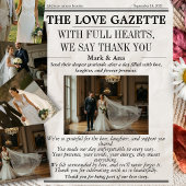 Carte de remerciements de Mariage de journal uniqu