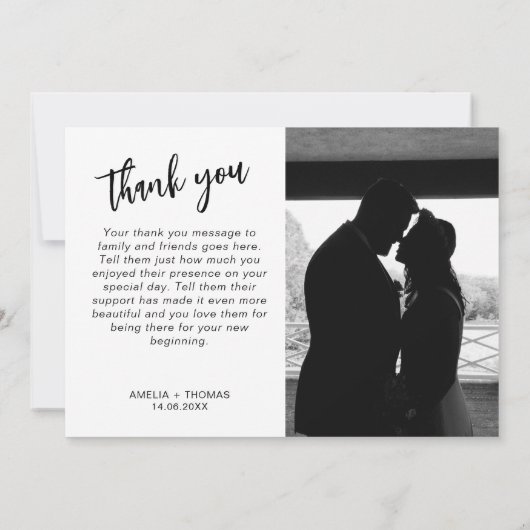 Carte de remerciements de Mariage de message perso (Dos)