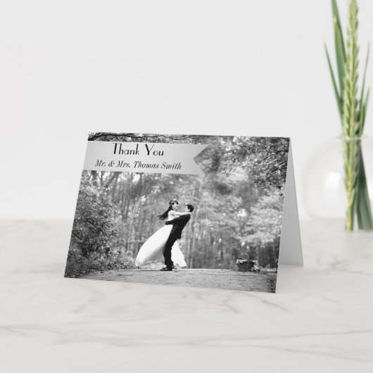 Carte de remerciements de mariage de photo (Devant)