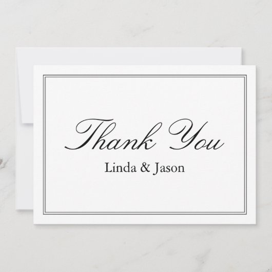 Carte de remerciements de Mariage de script classi (Devant)