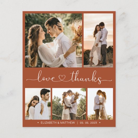 Carte de remerciements de Mariage de script de Ter (Devant)